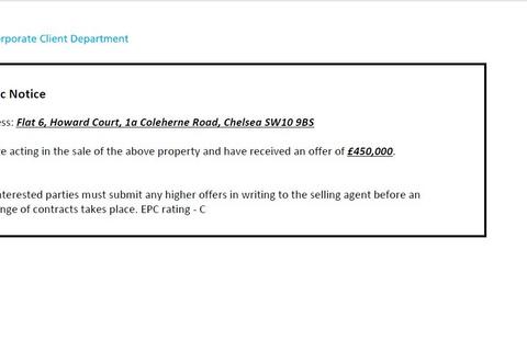 Coleherne Road, London, SW10 2 bed flat for sale